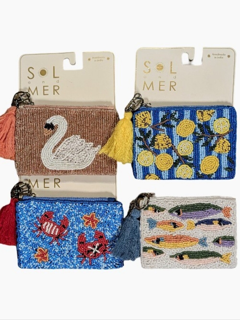 Sol and Mer Beaded Zipper Coin Purses Lot of 4